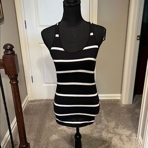 PINK Victoria's Secret Black and White Striped Tank Top